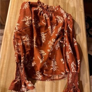 SHEIN Rust Floral Blouse